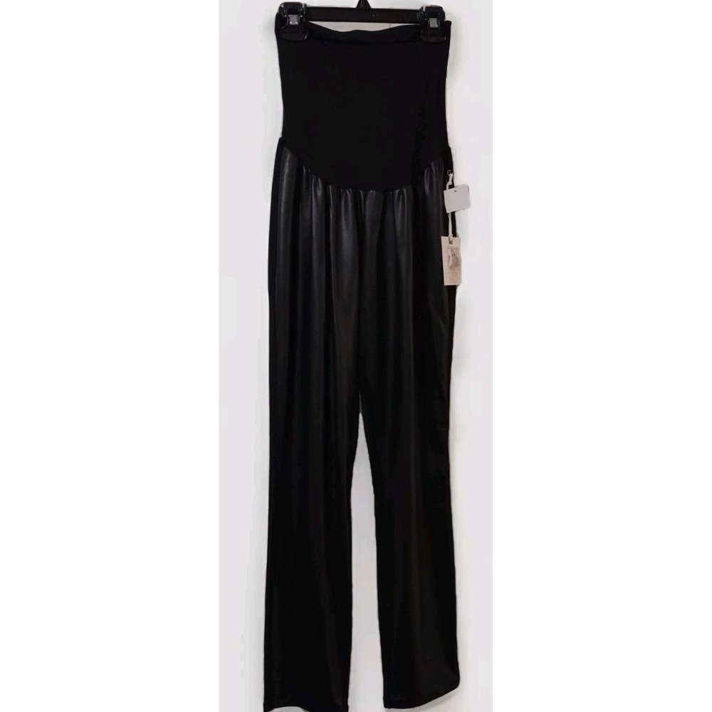 Jessica Simpson Maternity Pants Womens S Black Faux Accent Leather Skinny Ankle‎